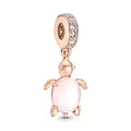 Charm Baño Dorado Tortuga Rosa