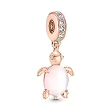Charm Baño Dorado Tortuga Rosa