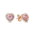 Aretes Corazon Baño Rosa