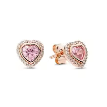 Aretes Corazon Baño Rosa