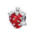 Charm Fresa Puntos Plateados