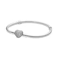 Brazalete Corazon Piedreria Plateada