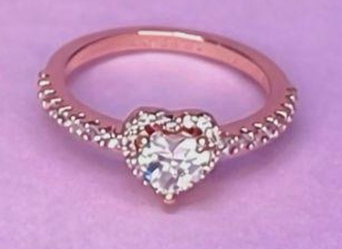 Anillo de corazón en oro rosa