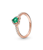 Anillo Baño Dorado Corazon Verde Verde