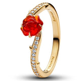Anillo La Bella Y La Bestia Rojo